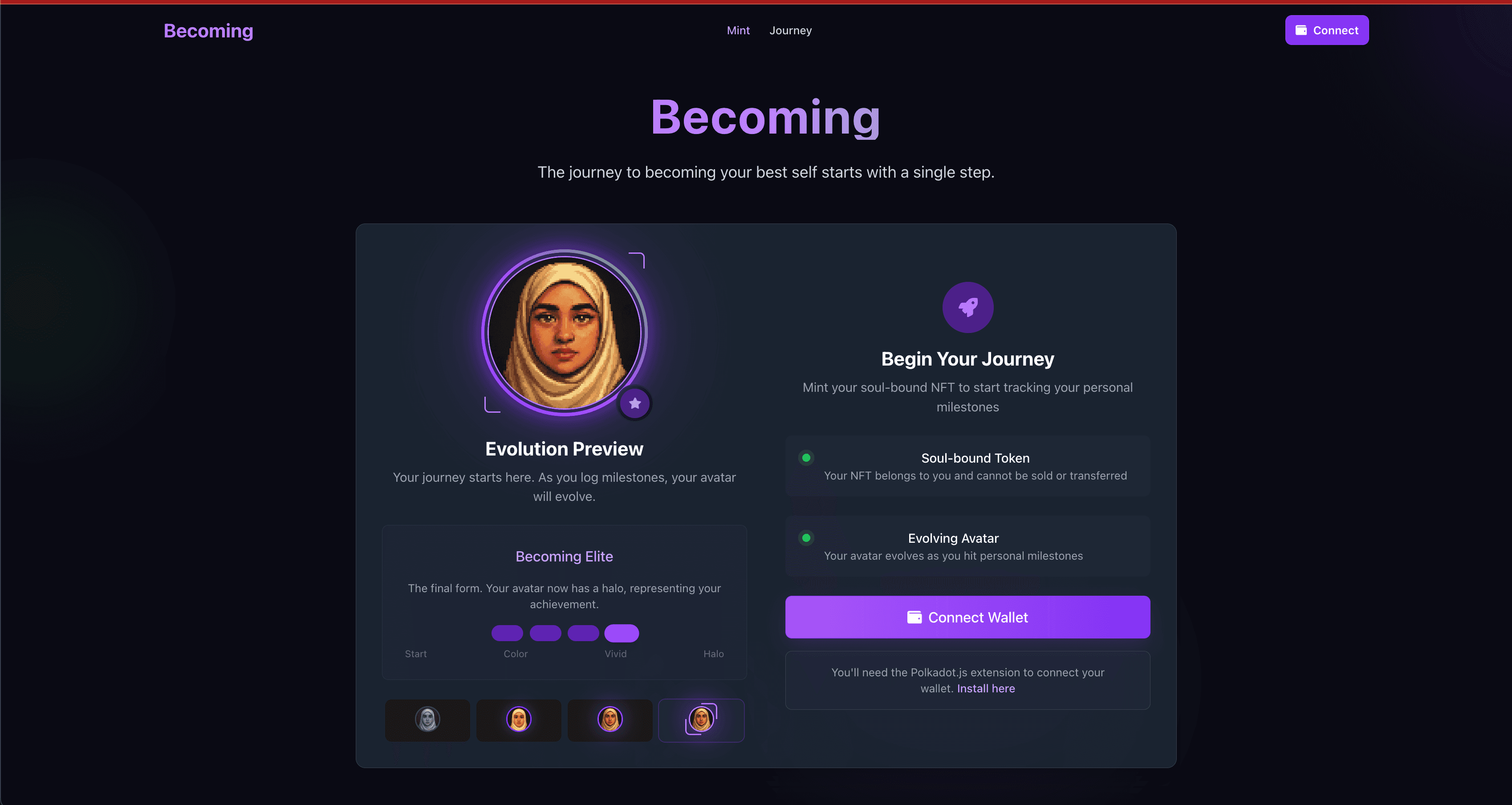 Becoming: Your Journey, Your NFT screenshot